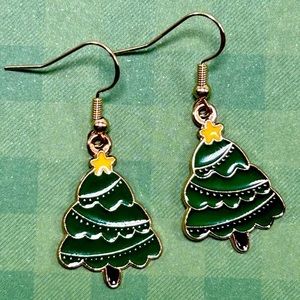 Handmade 18K Gold Christmas Tree Earrings!